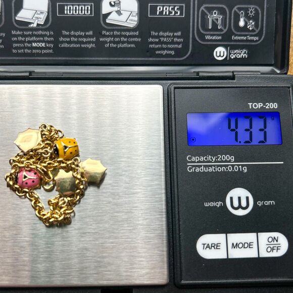 Italian 10k Yellow Gold Rolo Link Charm Bracelet with Enamel Ladybugs - Picture 7 of 7